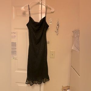 Vintage Y2K black beaded pencil midi dress M